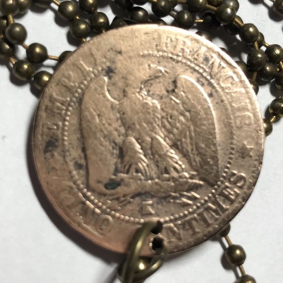 1854 France COIN PENDANT French Napoleon III Antique Great Gift! 🎁 170 Years - Picture 4 of 4
